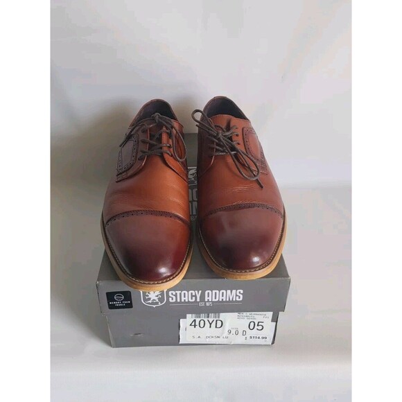 Stacy Adams Dickinson Men'sCognac Lace Up Cap Toe Oxford Dress Shoes Size 9M
